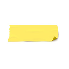 Adhesive wide yellow tape torn piece 3d realistic vector illustration isolated.