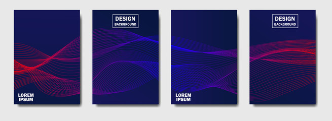 Colorful halftone lines wave cover of page layouts design. Modern design cover with halftone gradients. Dynamic poster template with abstract sound wave patterns. vector eps10