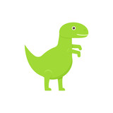 Fototapeta Dinusie - Dinosaur baby toy. Vector. Dino kids toy. Green tyrannosaurus icon isolated on white background in flat design. Cartoon illustration.