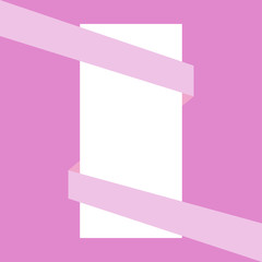 Wall Mural - pink ribbon wrapping white sheet of paper