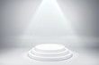 Illuminated round white pedestal