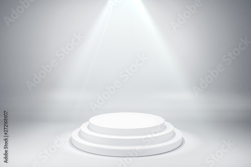 Illuminated round white pedestal