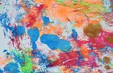 Fototapeta Młodzieżowe - Orange blue red paint watercolor abstract background