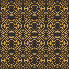 Wall Mural - Art Deco seamless luxury geometric pattern. Golden lined shape. Vector Leaves stylish background. Abstract sea shell illustration.