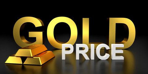 Wall Mural - Gold price for website banner. 3D rendering of gold bars.