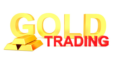 Wall Mural - Gold trading for website banner. 3D rendering of gold bars.