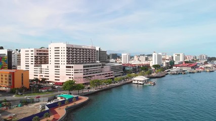 Canvas Print - Kota Kinabalu, Sabah, Malaysia-June 03, 2019 : Kota Kinabalu cityscape aerial  photo view during Evening, Kota Kinabalu is the capital of Malaysia’s Sabah state.