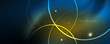 © antishock - Trendy neon blue abstract design with waves and circles. Neon light glowing effect. Abstract digital background.