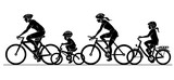 Fototapeta Łazienka - Family Cycling Together Silhouette Set