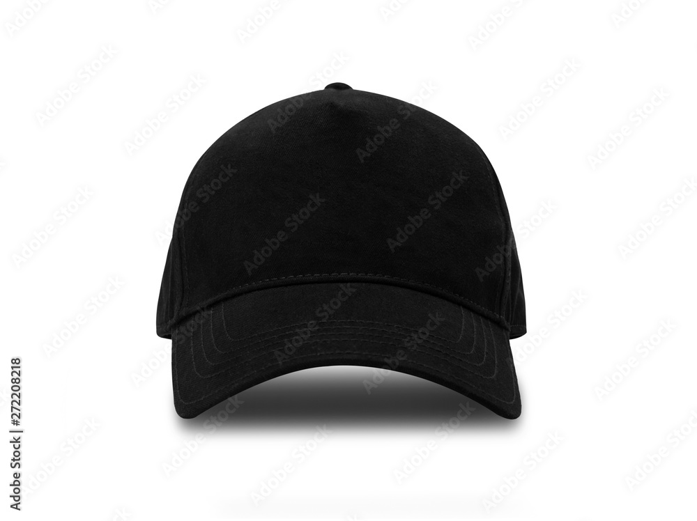 Black baseball cap isolated on white background with clipping path. - obrazy, fototapety, plakaty 
