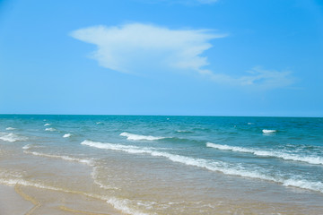  Beach blue ocean and sky background ,Summer Concept .