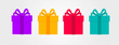 Set of coloured surprise gift boxes, flat modern graphic