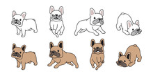 Dog Vector French Bulldog Icon Cartoon Character Symbol Illustration Design White Brown