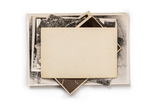 Stack Of Old Photos With Clipping Path For The Inside