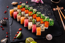 Sushi On The Black Background