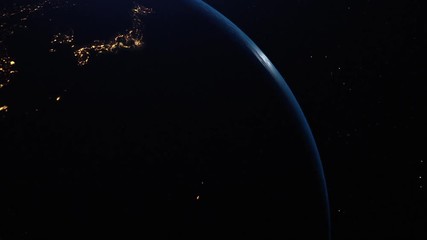 Canvas Print - 3d rendering earth rotation night to day. elements of this image furnished by nasa.