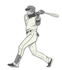 Wall Mural - Illustration of baseball player striking with bat during game