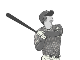 Wall Mural - Illustration of baseball player striking with bat during game