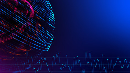 Wall Mural - Smart startup business strategy technology in vital signal digital world, digital world cyber space galaxy star future innovation technology abstract neon color, 3D Rendering.