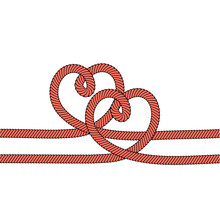 Two Red Hearts With Rope On White Like Love Symbol, Stock Vector Illustration