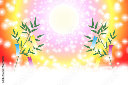 Background Wallpaper Vector Illustration Design Image Japan China Asia Free Size 背景 壁紙 ベクター イラスト デザイン 無料 無料素材 バックグラウンド フリー素材 イメージ 和風素材 日本 七夕祭り 竹飾り 伝統行事 短冊 夏 伝統行事 星屑