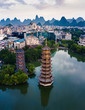 Guilin Park Twin Pagodas in Guangxi province of China