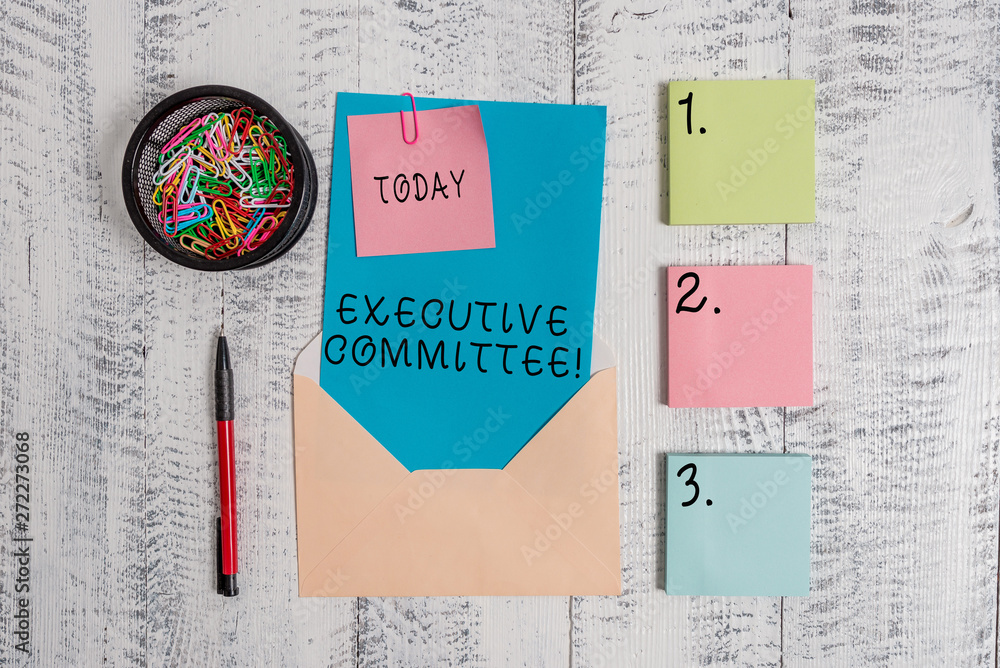 Writing note showing Executive Committee. Business concept for Group of ...