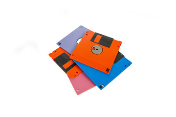 A floppy disk , also called a floppy, diskette isolated white background