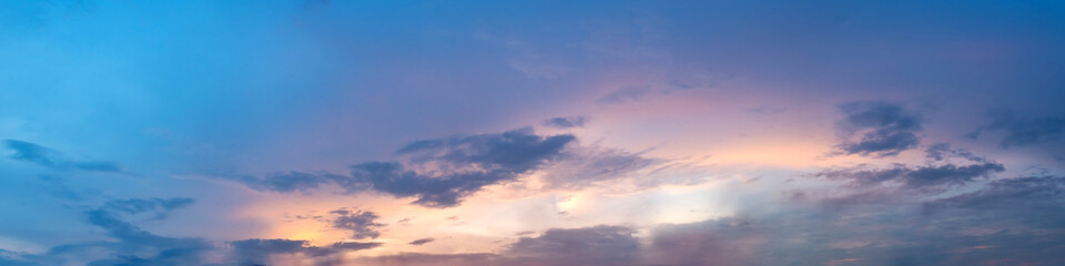 Wall Mural - dramatic panorama sky with cloud on sunrise and sunset time. panoramic image.