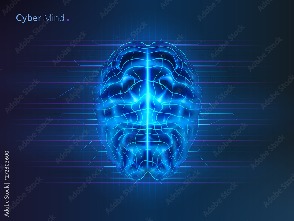 Cyber mind or artificial intelligence brain. Neural network or machine ...