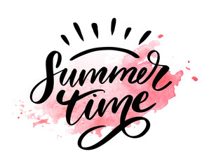 Wall Mural - Summer time vector text lettering calligraphy letters black slogan Sales Holiday Flyer Banner Poster