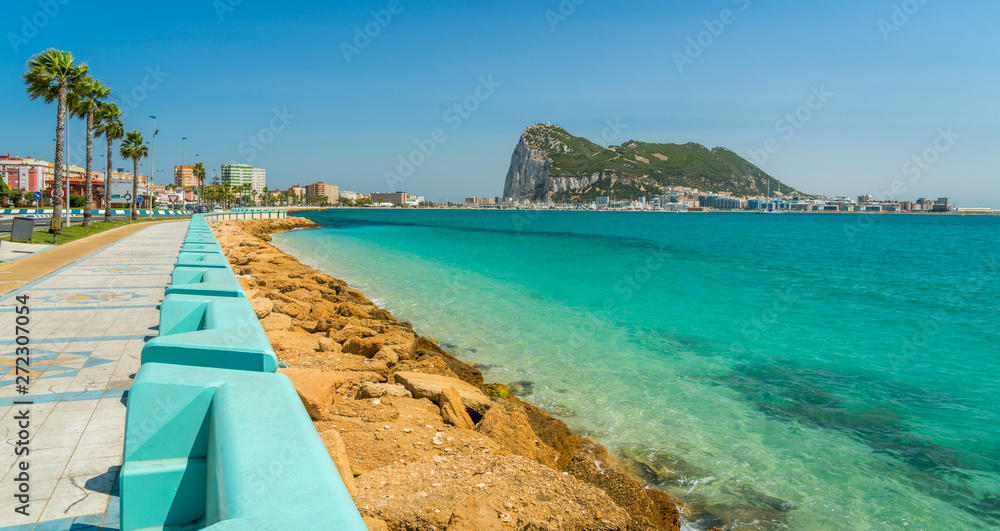 Gibraltar rock as seen from La Linea de la Concepcion, in Spain.