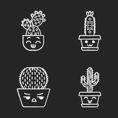 Poster - Cactuses chalk icons set