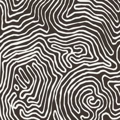 Vector monochrome pattern, curved lines, black and white grunge background