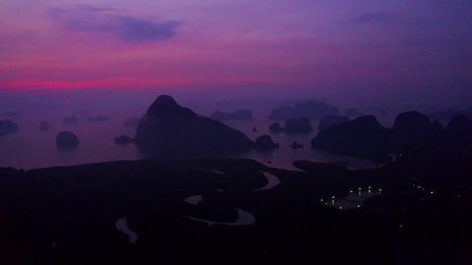 Wall Mural - Beautiful sunrise views of Phang Nga Bay from Samed Nang Chee Viewpoint, Phang Nga, Thailand