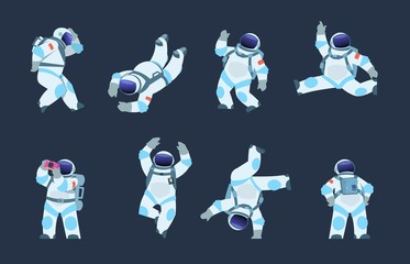cartoon astronaut. dancing party cosmonaut, retro disco spaceman, comic space dancer. vector comics 