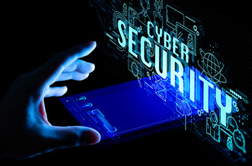 Leinwandbilder - business hand working with Smartphone and Data protection Cyber Security Privacy Business Internet Technology Ui.