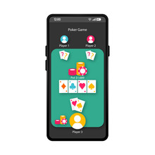 Poker Game App Smartphone Interface Vector Template