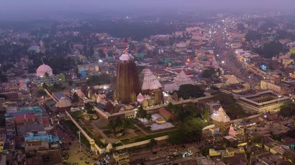 Wall Mural - Orissa, India, Jagannath temple, 4k  aerial drone footage