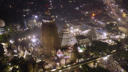 Wall Mural - Orissa, India, Jagannath temple, 4k  aerial drone footage