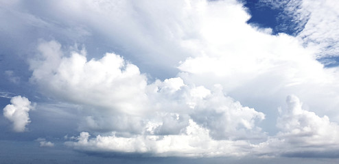 Wall Mural - clear blue sky with white cloud background. Clearing day and Good weather in the morning.