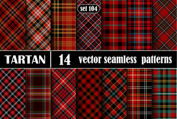 Set Red Tartan Seamless Pattern