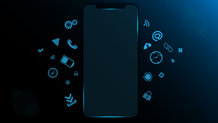 Wall Mural - modern smartphone and apps icons