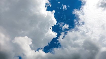 Wall Mural - Time lapse of white clouds with blue sky in background