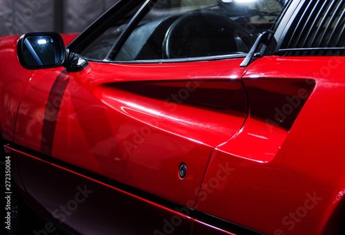 Red vintage sports car door detail Canvas Print