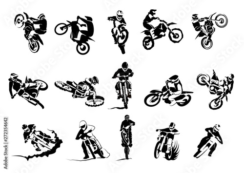 Fotografía Extreme bike big vector set 14x, motocross