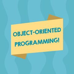 conceptual hand writing showing object oriented programming. business photo showcasing language mode