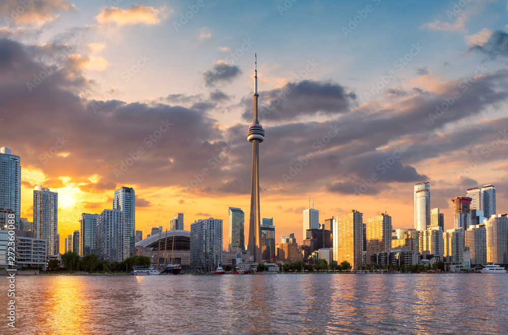 Toronto City skyline at sunset, Toronto, Ontario, Canada - obrazy, fototapety, plakaty 