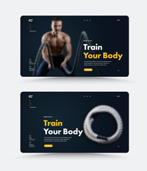 Wall Mural - vector black front page template for a personal trainer or nutritionist with a training heading