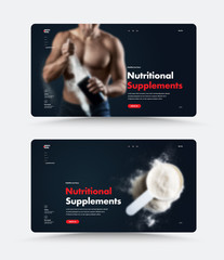 Wall Mural - black web page design for sports nutrition.